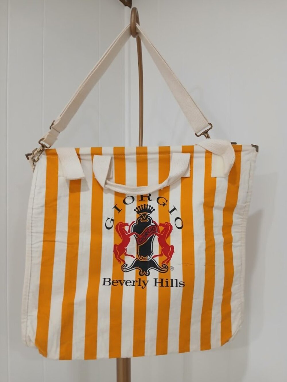 SHARDS Vibe Vintage 80's Iconic Giorgio Beverly Hills Canvas Beach Tote+Pin